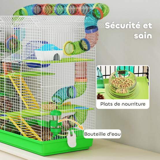 Grande cage hamster métal petits rongeurs avec tunnels 47x59cm Vert - ComfortXL Outdoor Living - Image 7