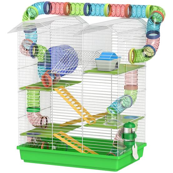 Grande cage hamster métal petits rongeurs avec tunnels 47x59cm Vert - ComfortXL Outdoor Living - Image 2