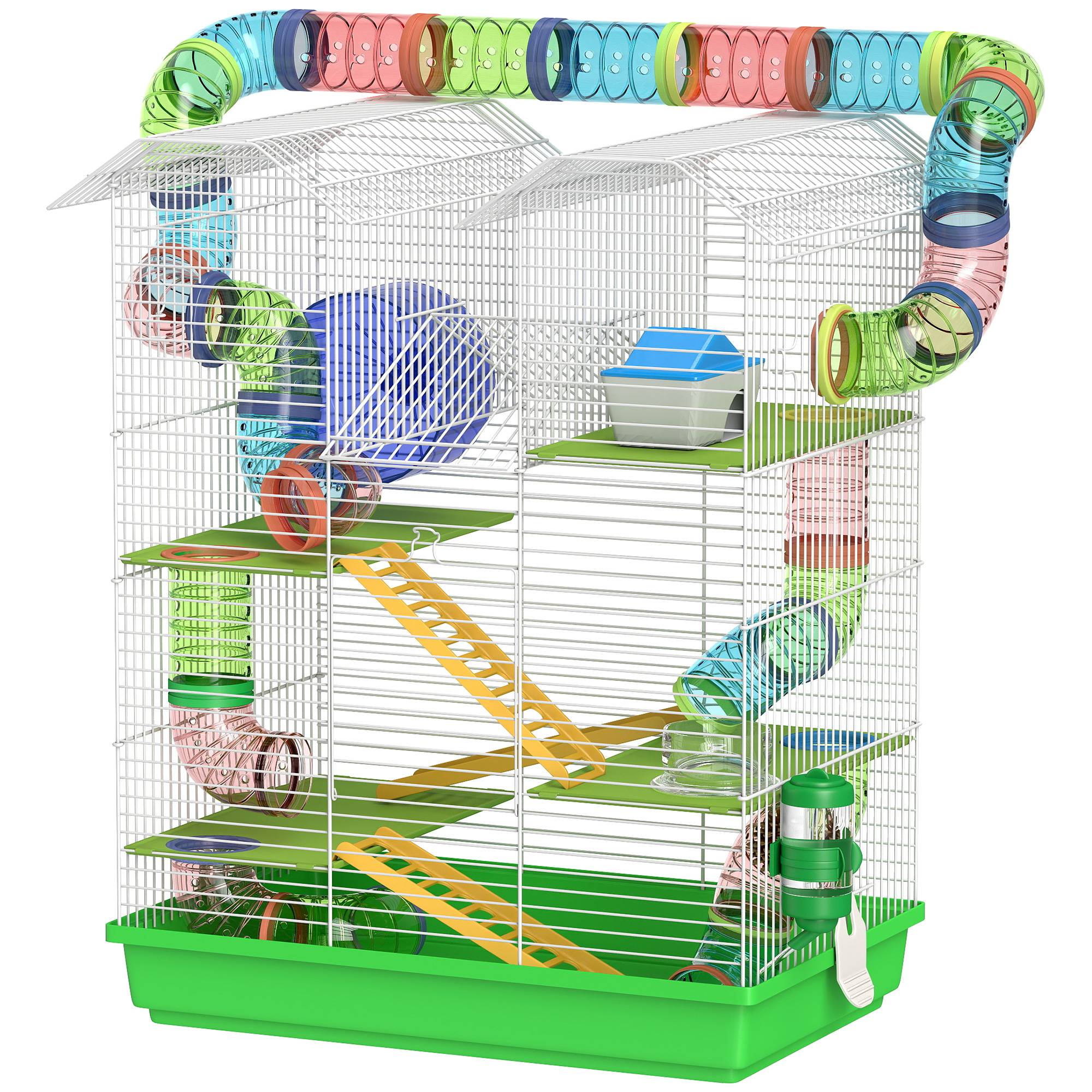 Grande cage hamster métal petits rongeurs avec tunnels 47x59cm Vert - ComfortXL Outdoor Living - Image 2