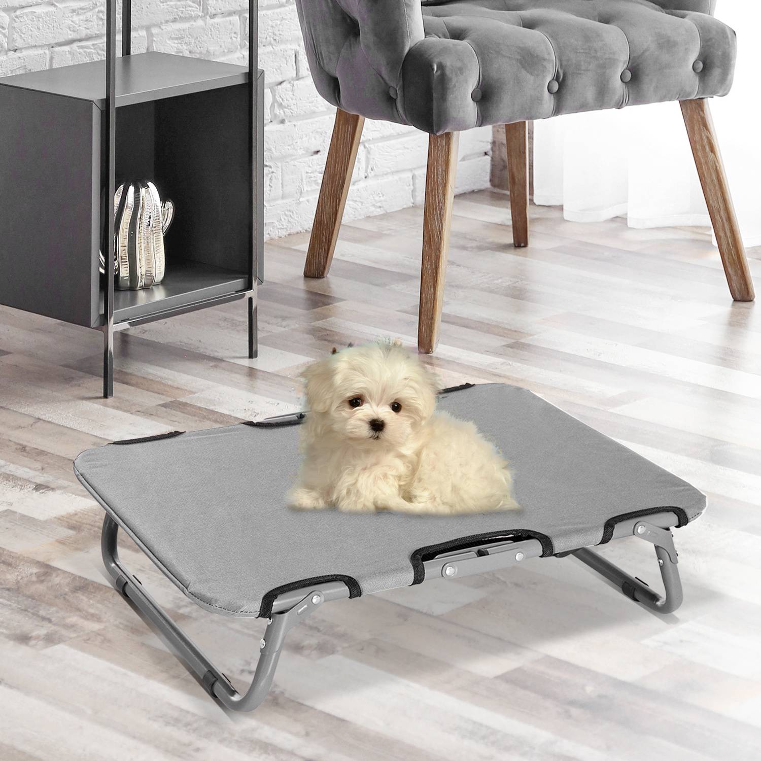 Lit de camp pour chien acier gris 59 x 46 x 15 cm - PANGIVO - Image 2