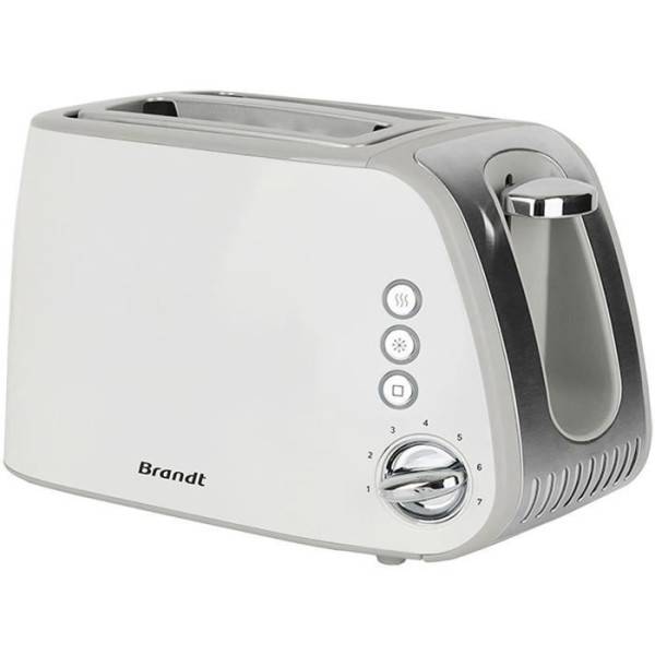 Grille Pain - Toaster Electrique  - BRANDT - T02T1050W - 2 fentes - 7 niveaux de puissance - Tiroir ramasse-miettes - Blanc - Image 1