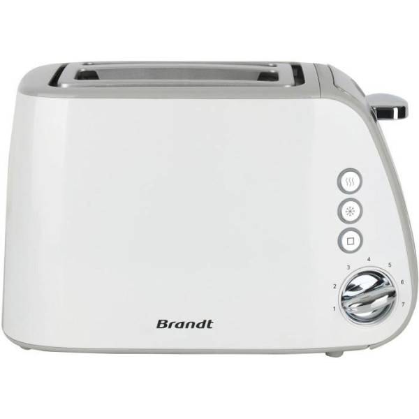 Grille Pain - Toaster Electrique  - BRANDT - T02T1050W - 2 fentes - 7 niveaux de puissance - Tiroir ramasse-miettes - Blanc - Image 4