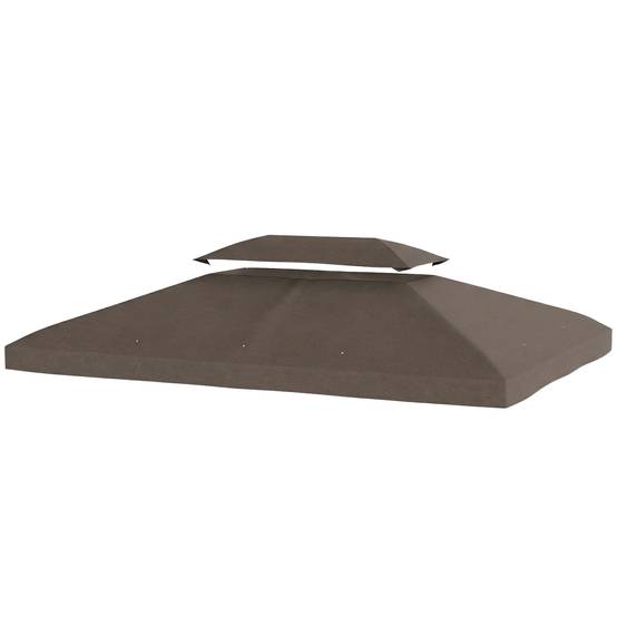 Toile de Rechange Tonnelle 4x3m Polyester Toit Double Aération Protection UV Marron - ComfortXL Outdoor Living - Image 2