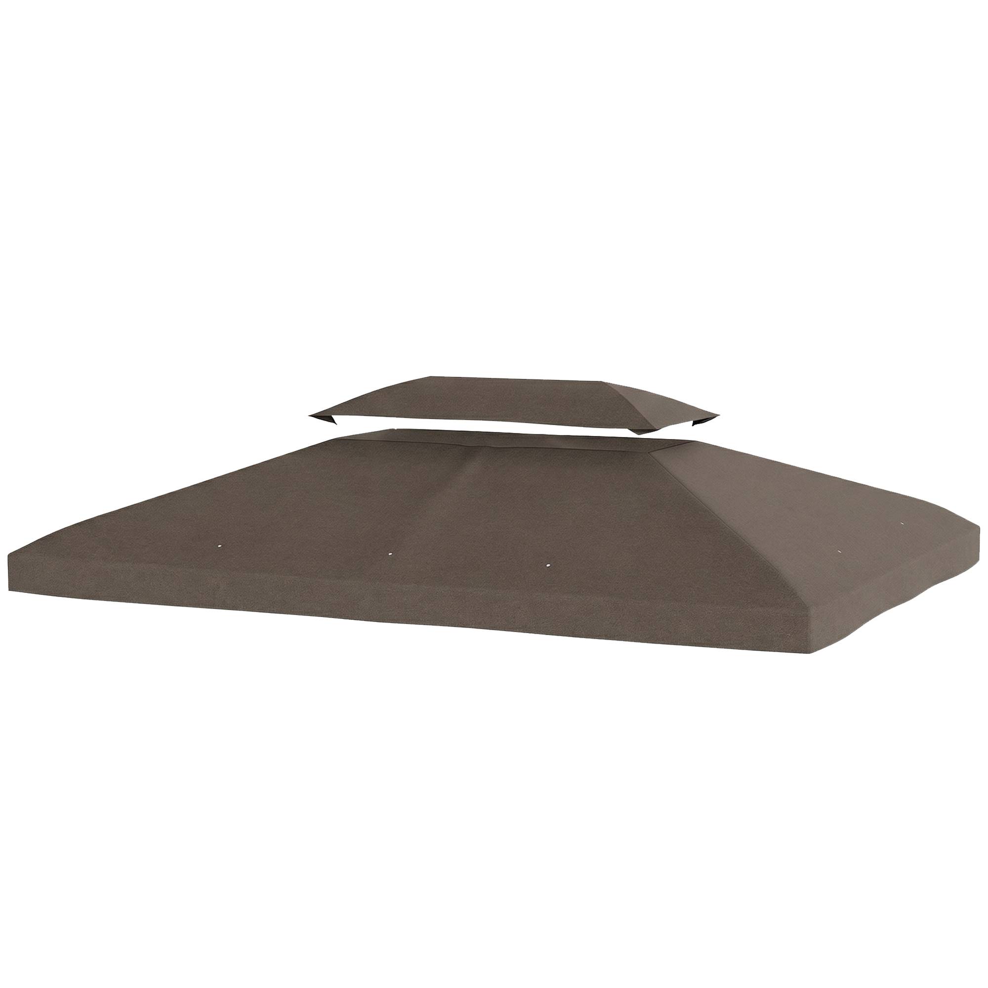 Toile de Rechange Tonnelle 4x3m Polyester Toit Double Aération Protection UV Marron - ComfortXL Outdoor Living - Image 2