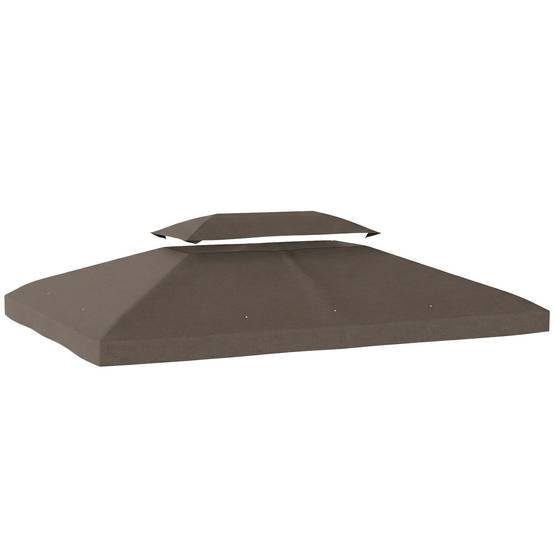Toile de Rechange Tonnelle 4x3m Polyester Toit Double Aération Protection UV Marron - ComfortXL Outdoor Living - Image 1