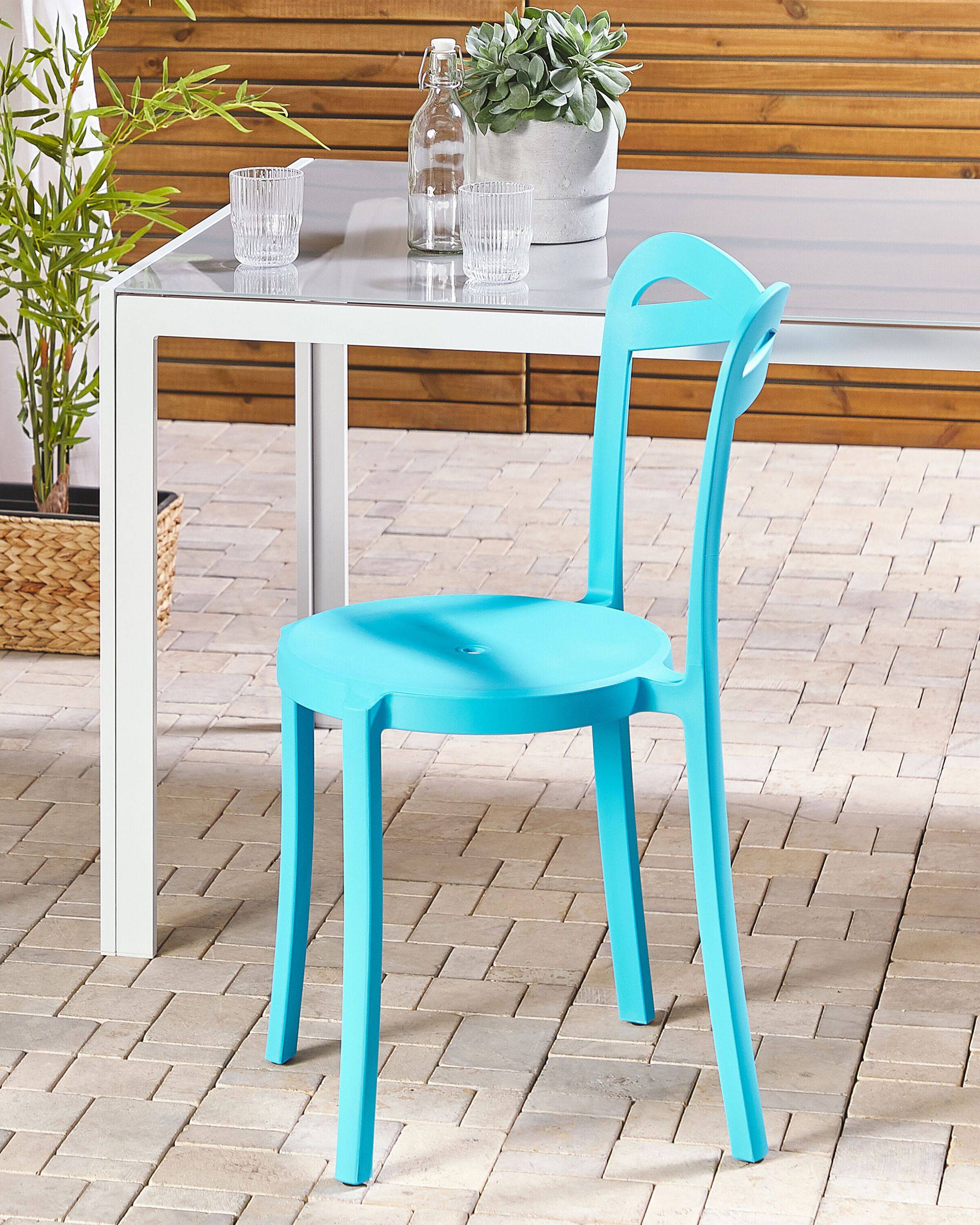 Beliani - Lot de 2 Chaises de Salle à Manger Design en Plastique Bleu Turquoise Empilables pour Intérieur et Extérieur au Style Moderne et Scandianave Beliani - Image 2