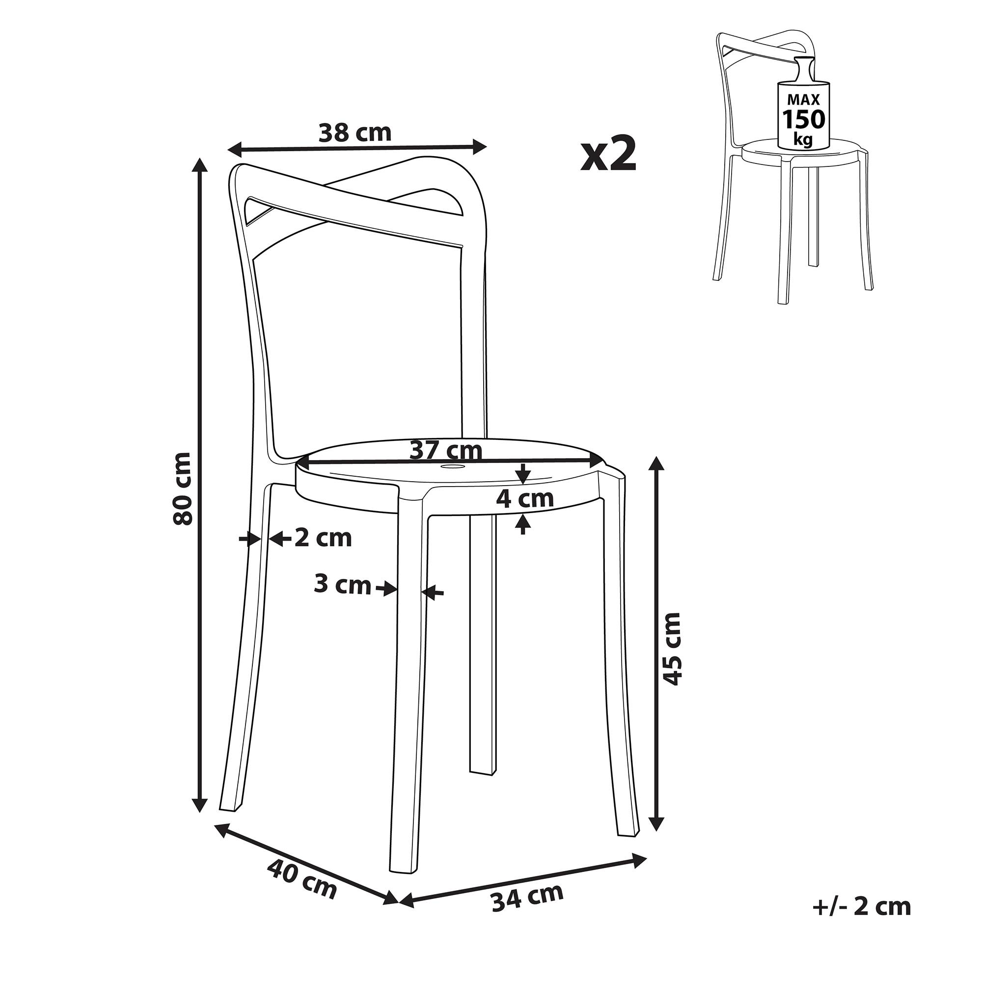 Beliani - Lot de 2 Chaises de Salle à Manger Design en Plastique Bleu Turquoise Empilables pour Intérieur et Extérieur au Style Moderne et Scandianave Beliani - Image 3