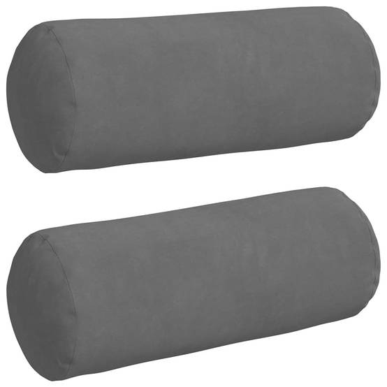 Lot de 2 Coussins Polochons Microfibre Confortables avec Housse Amovible pour Intérieur Gris Foncé Ø15x40 cm – ComfortXL Outdoor Living - Image 2