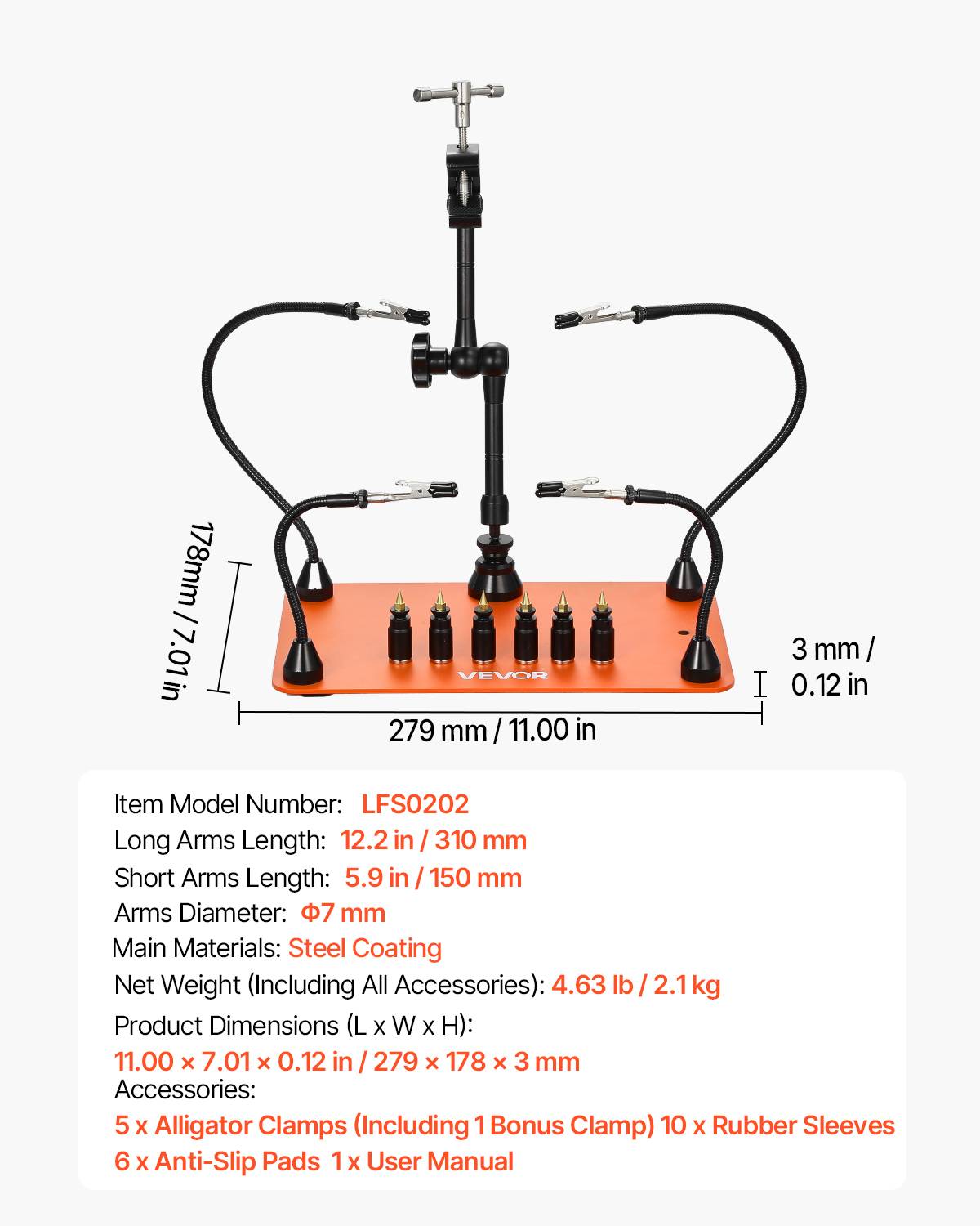 Vevor - VEVOR Troisième main de soudure 4 bras, station magnétique avec support pistolet air chaud 360°, pour réparation électronique et bricolage. - Image 6