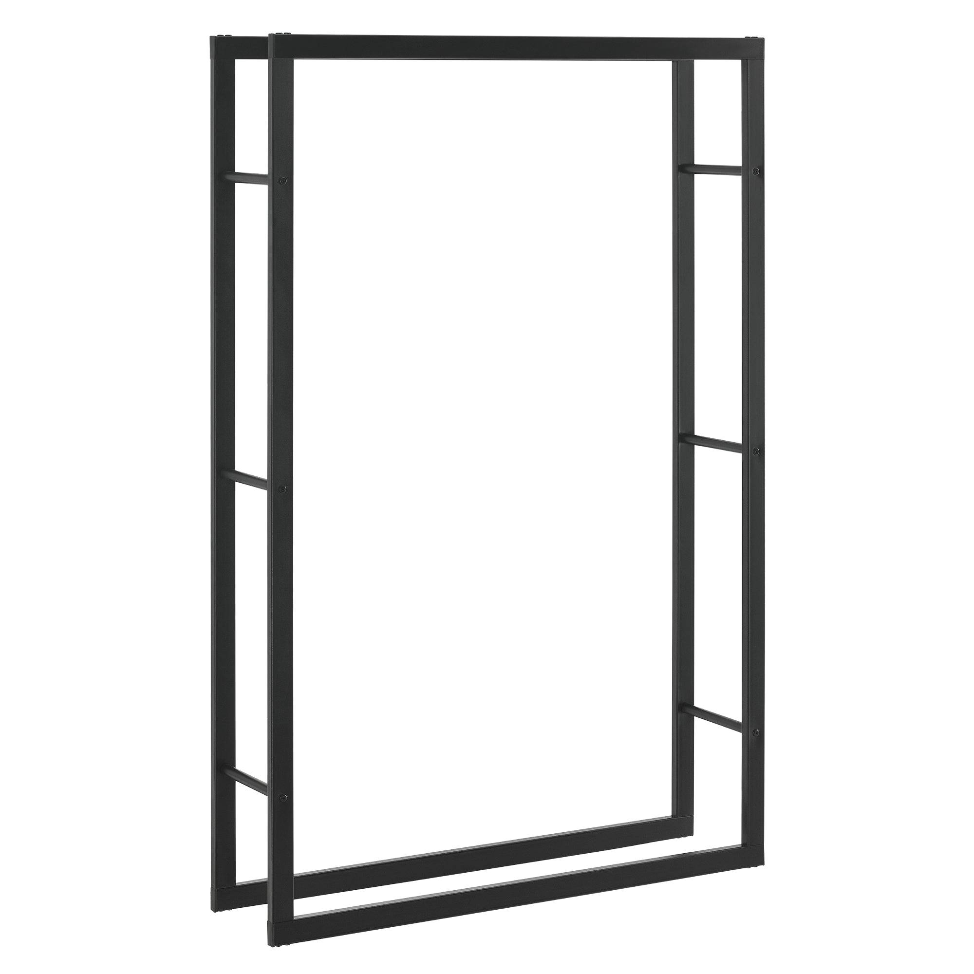 Helloshop26 - Range-bûches pour usage intérieur extérieur porte-bûches design support rangement bois de chauffage en acier 100 x 25 x 150 cm noir - Image 1