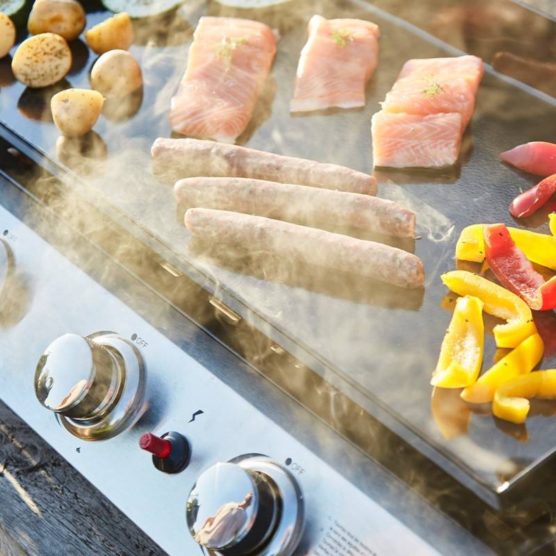 Brasero - Plancha au gaz COOKING BOX Bahia - 4 Brûleurs Inox - Plaque en acier émaillée 80 x 36 cm - Allumage Piezo - Gris - Image 10