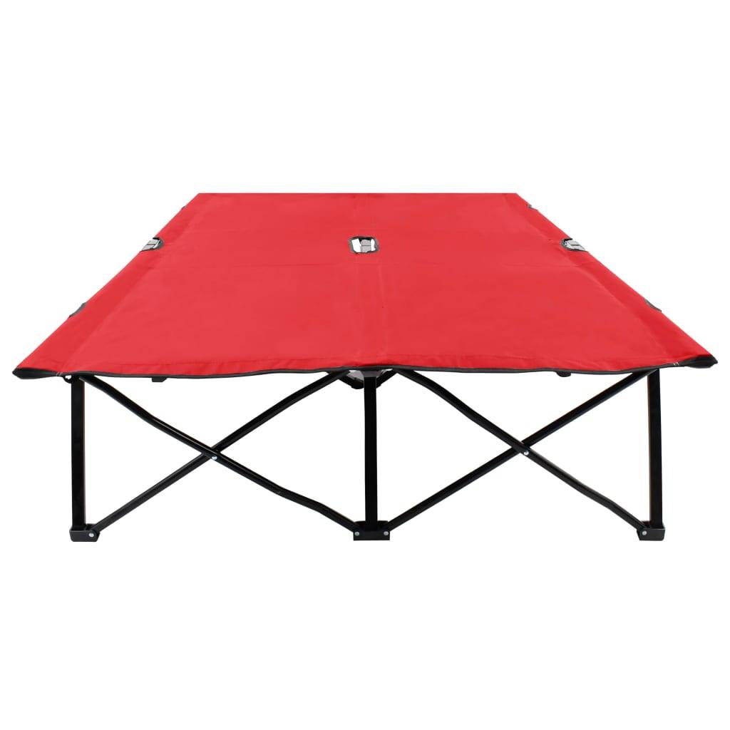Helloshop26 - Lit de camp double de camping meuble d'extérieur pliable 2 places rouge acier - Image 3