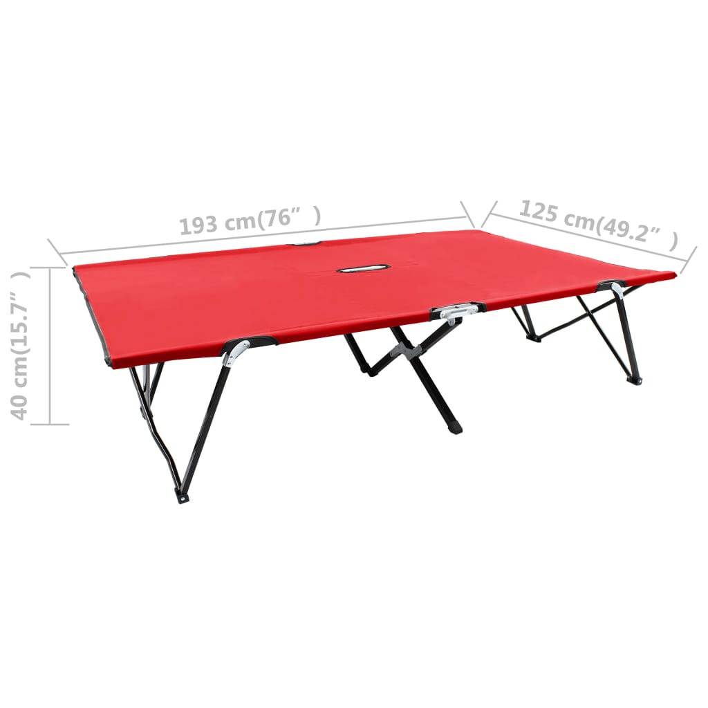 Helloshop26 - Lit de camp double de camping meuble d'extérieur pliable 2 places rouge acier - Image 7