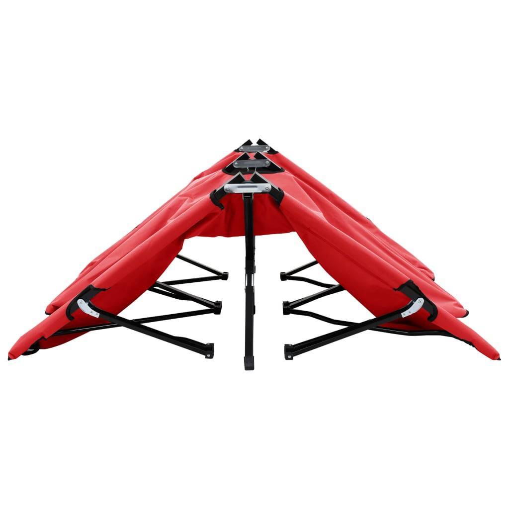 Helloshop26 - Lit de camp double de camping meuble d'extérieur pliable 2 places rouge acier - Image 4