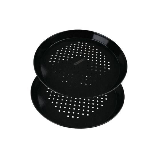 Lot de 2 plaques à pizza perforées rondes, four et barbecue 32 cm FM Professional Barbecue - Image 1