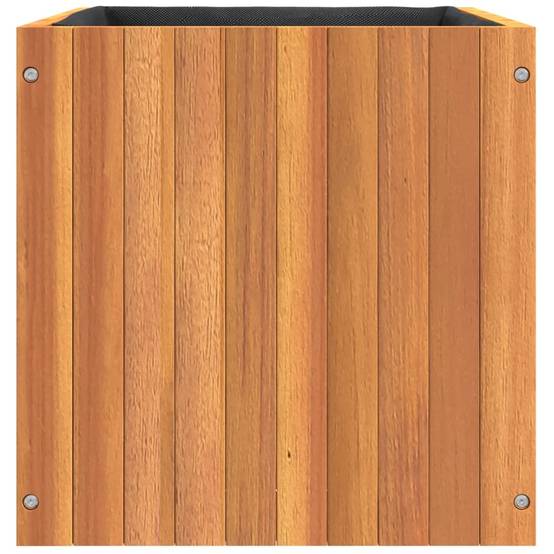 ComfortXL - Grande jardinière Bois d'acacia massif cache-pot intérieur extérieur avec sac 45x45x45cm brun - ComfortXL Outdoor Living - Image 6