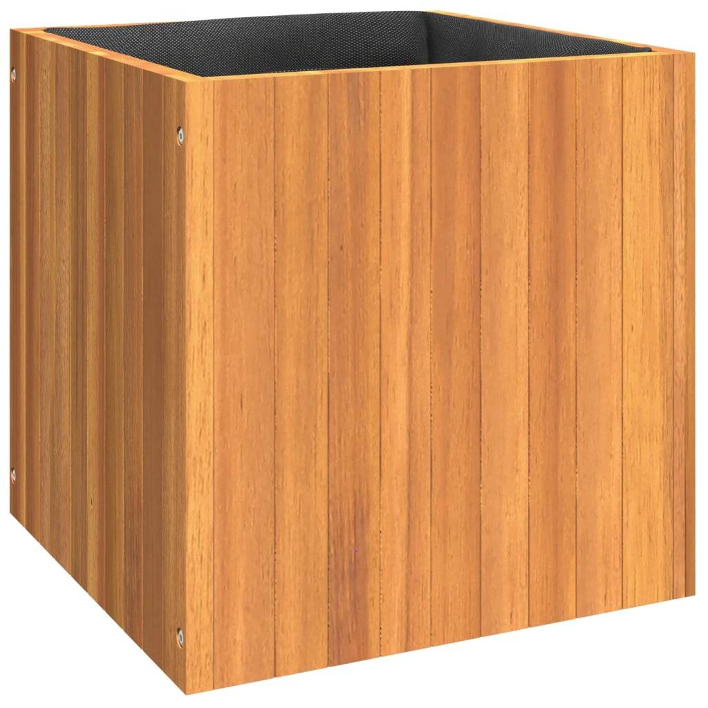 ComfortXL - Grande jardinière Bois d'acacia massif cache-pot intérieur extérieur avec sac 45x45x45cm brun - ComfortXL Outdoor Living - Image 2