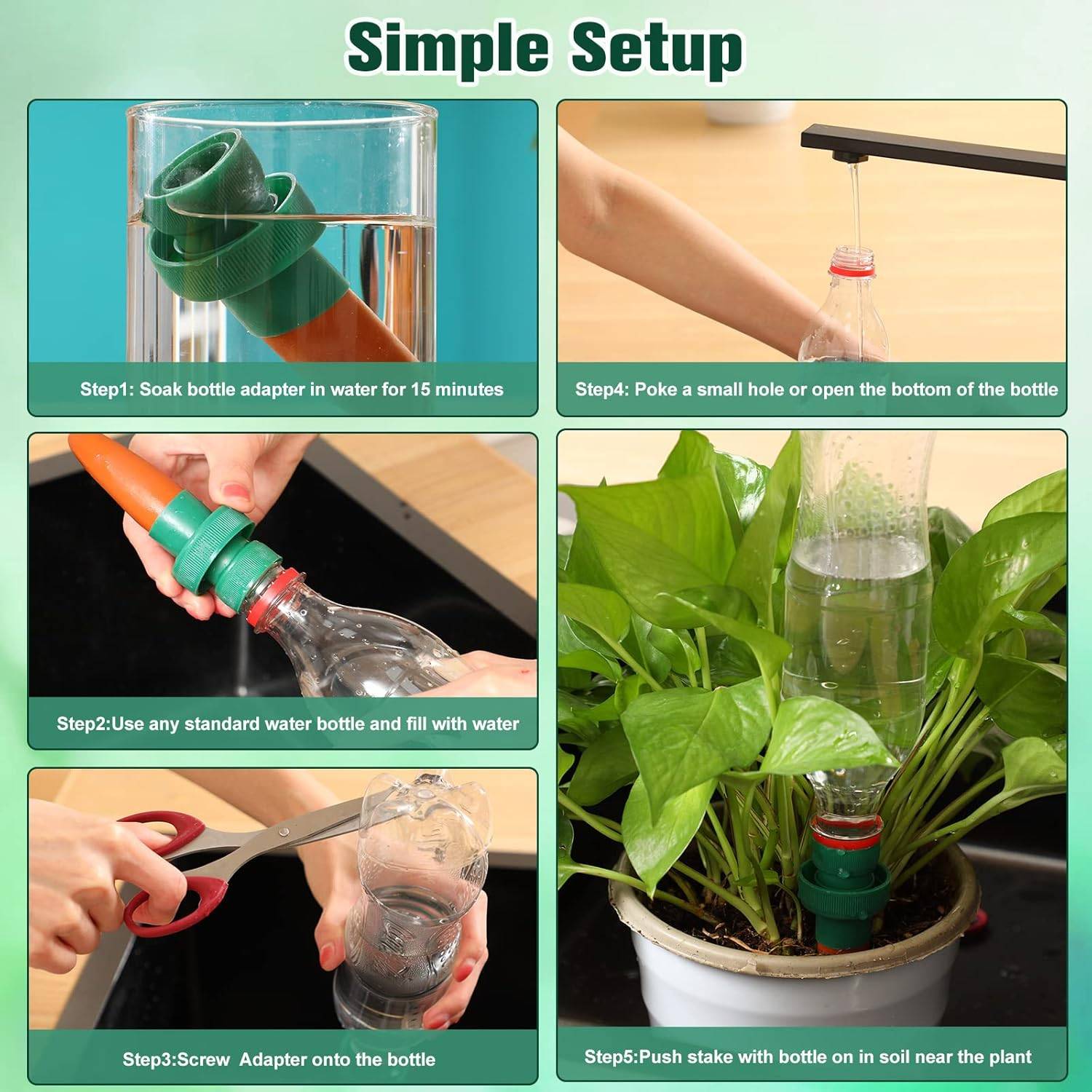 Arrosage automatique,Bouteilles d'irrigation goutte à goutte, piquets d'arrosage pour plantes, (5pièces) Arroseur -Lytech - Image 6