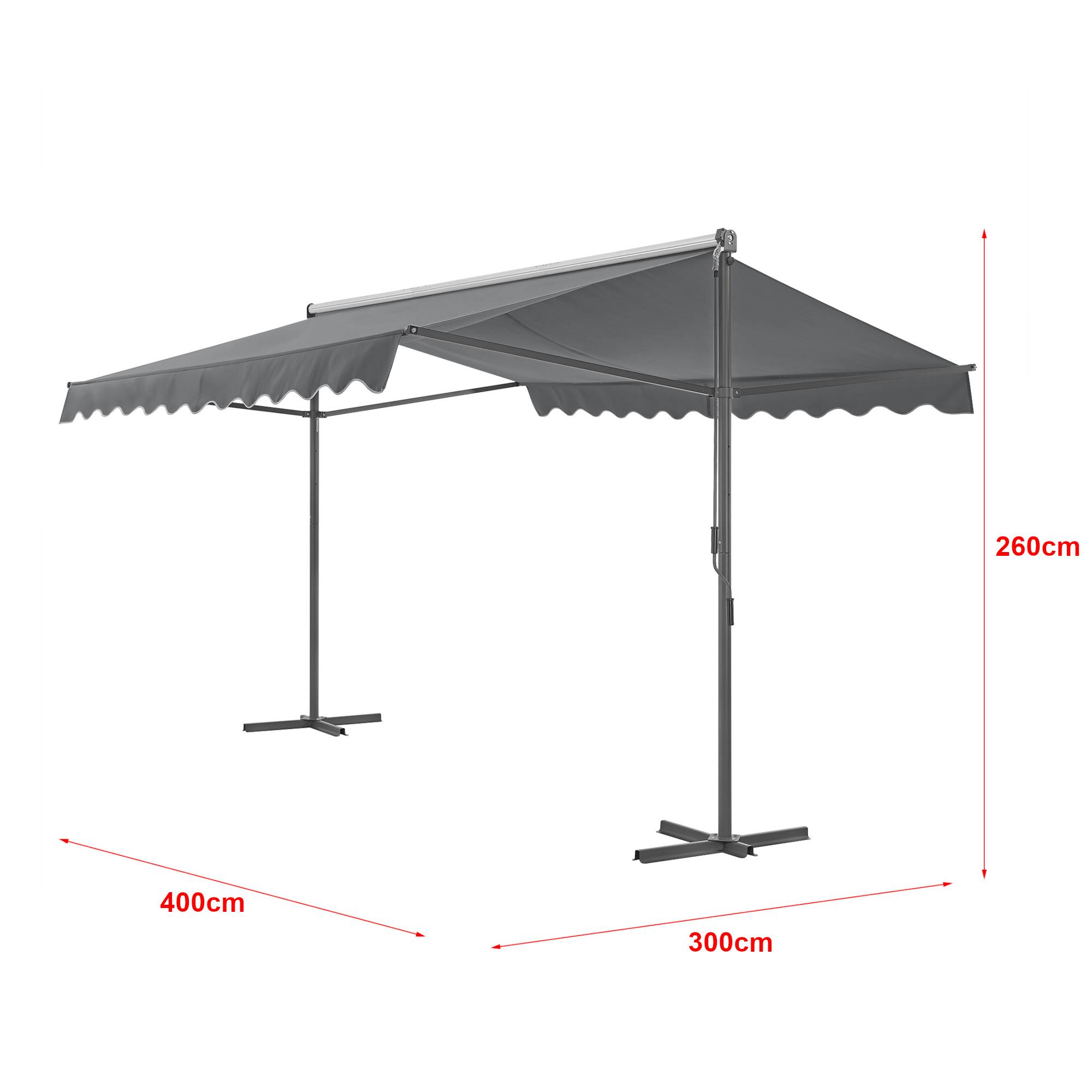 Pro.Tec - Store banne autoportant Selenizza à double pente 400 x 300 x 260 cm gris foncé [pro.tec] - Image 3
