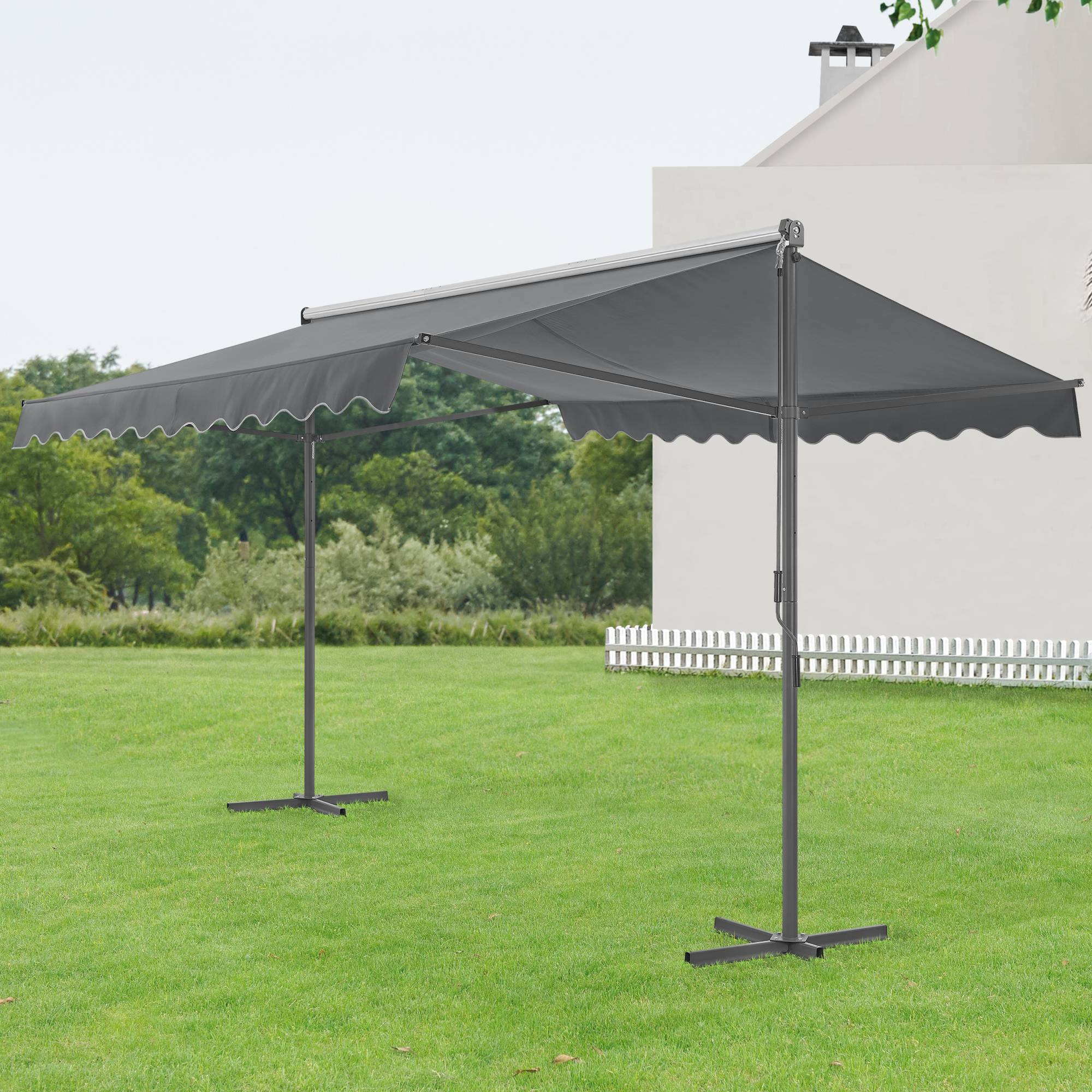 Pro.Tec - Store banne autoportant Selenizza à double pente 400 x 300 x 260 cm gris foncé [pro.tec] - Image 2