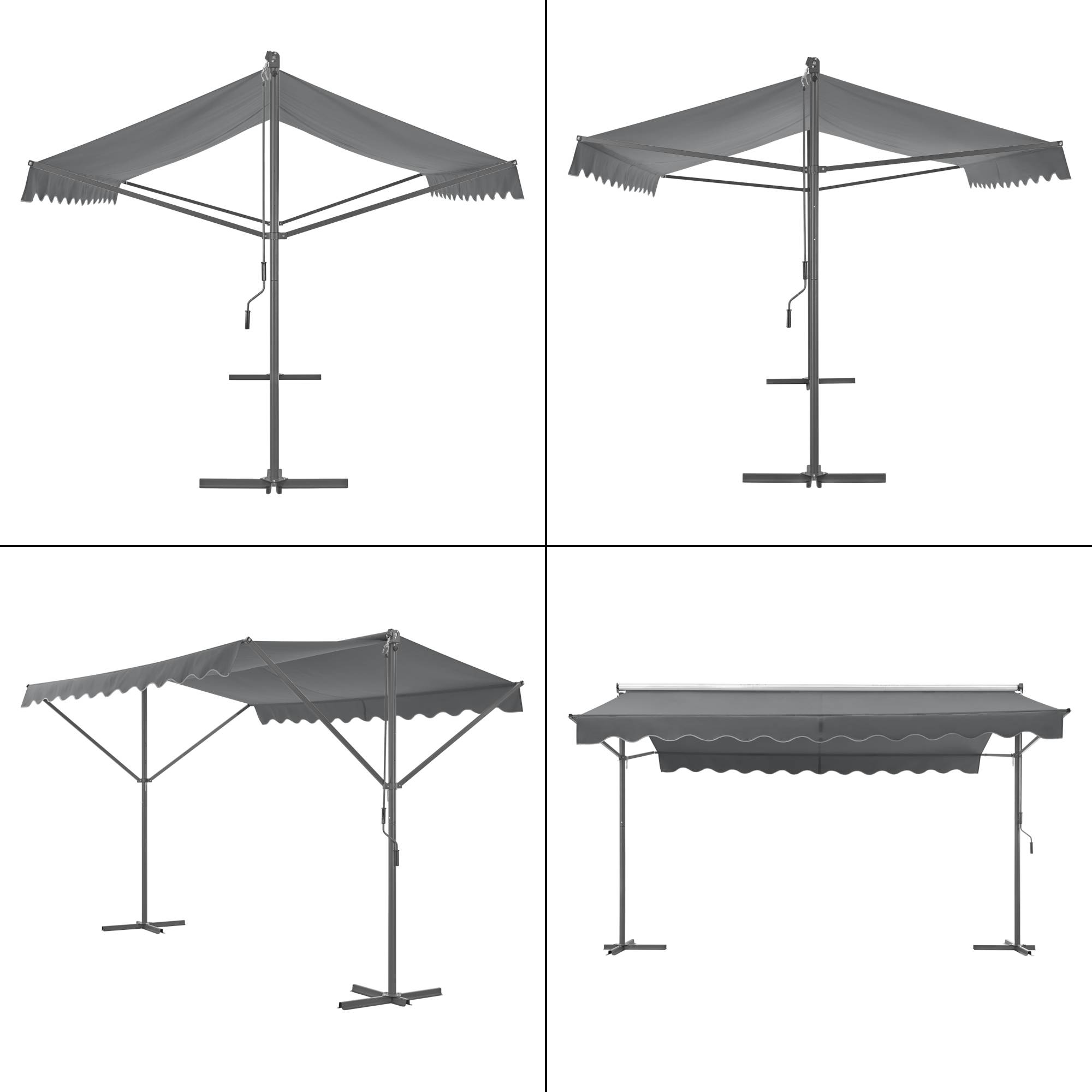 Pro.Tec - Store banne autoportant Selenizza à double pente 400 x 300 x 260 cm gris foncé [pro.tec] - Image 5