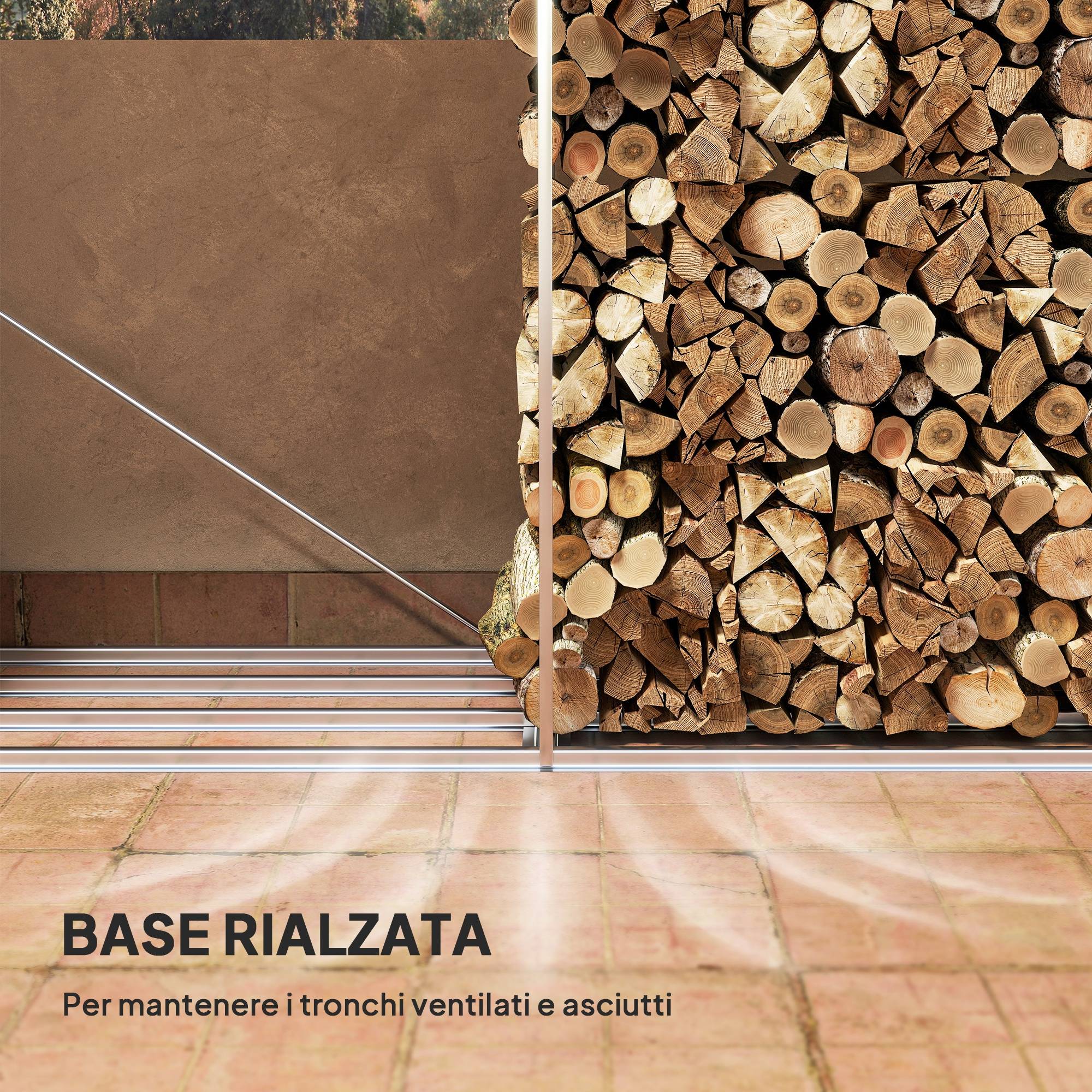 Abri à bois avec structure en acier galvanisé et base surélevée, 240 x 86 x 160 cm, noir - Image 7