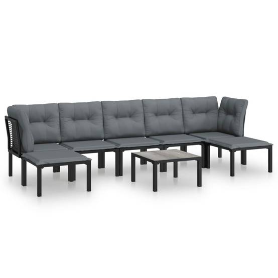 Salon de jardin 8 pcs | Mobilier d'extérieur noir et gris résine tressée Maison Chic - Image 1