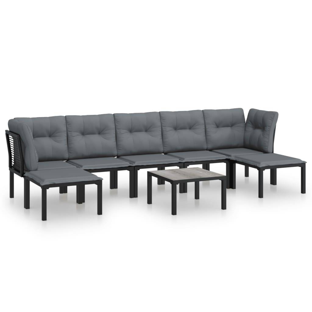 Salon de jardin 8 pcs | Mobilier d'extérieur noir et gris résine tressée Maison Chic - Image 1
