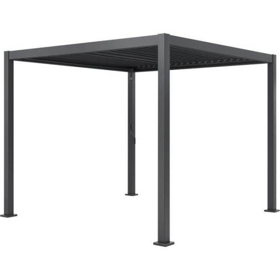 Pergola bioclimatique GAYA - Structure en aluminium et en acier - 290x290xH240 cm - Gris - Image 2