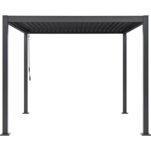 Pergola bioclimatique GAYA - Structure en aluminium et en acier - 290x290xH240 cm - Gris - Image 3