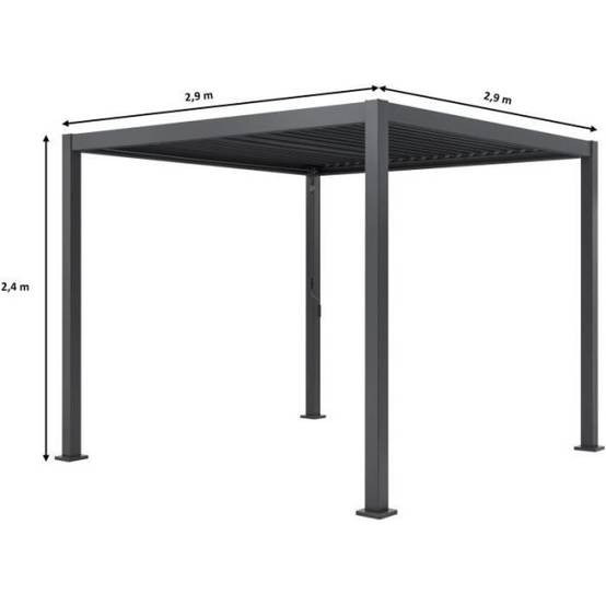 Pergola bioclimatique GAYA - Structure en aluminium et en acier - 290x290xH240 cm - Gris - Image 6