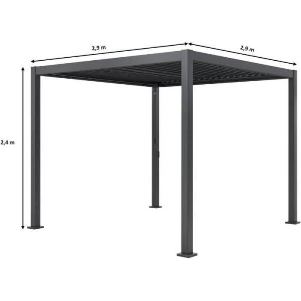 Pergola bioclimatique GAYA - Structure en aluminium et en acier - 290x290xH240 cm - Gris - Image 6