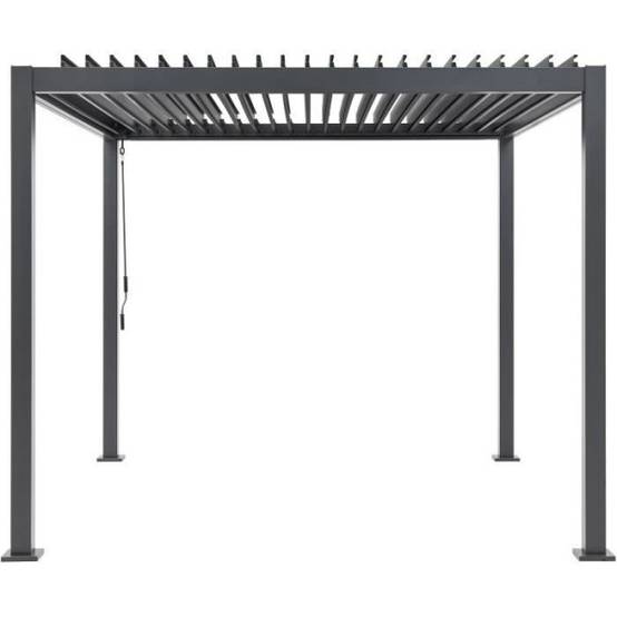 Pergola bioclimatique GAYA - Structure en aluminium et en acier - 290x290xH240 cm - Gris - Image 1