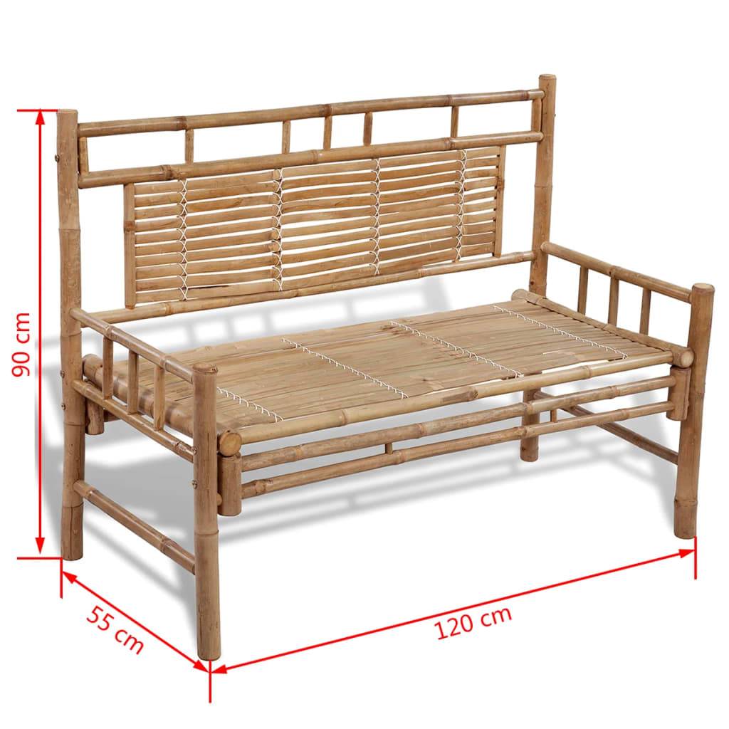 Banc de jardin - Banc d'extérieur - Banquette 120 cm Bambou - Image 5