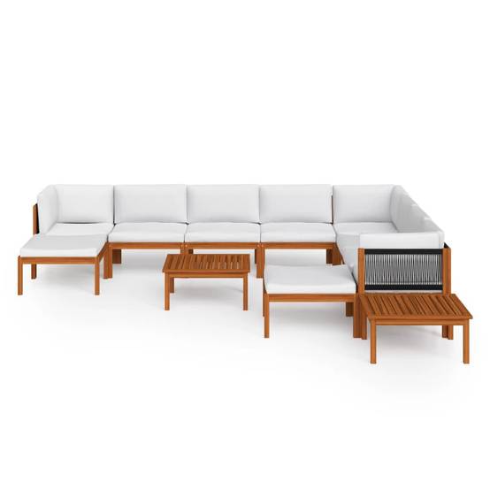 Vidaxl - Salon de jardin 12 pièces avec coussins, bois d'acacia crème et corde vidaXL 3057895 - Image 9