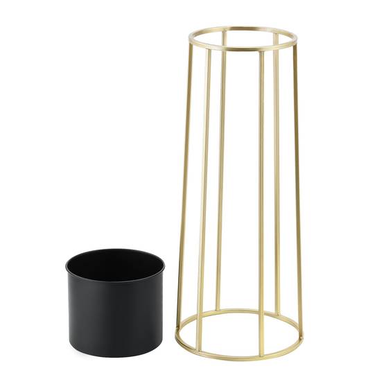 Set de 2 supports de plantes ensemble pot de fleur lot cache-pot ensemble bac à fleurs vase métal tailles différentes doré noir - Image 2