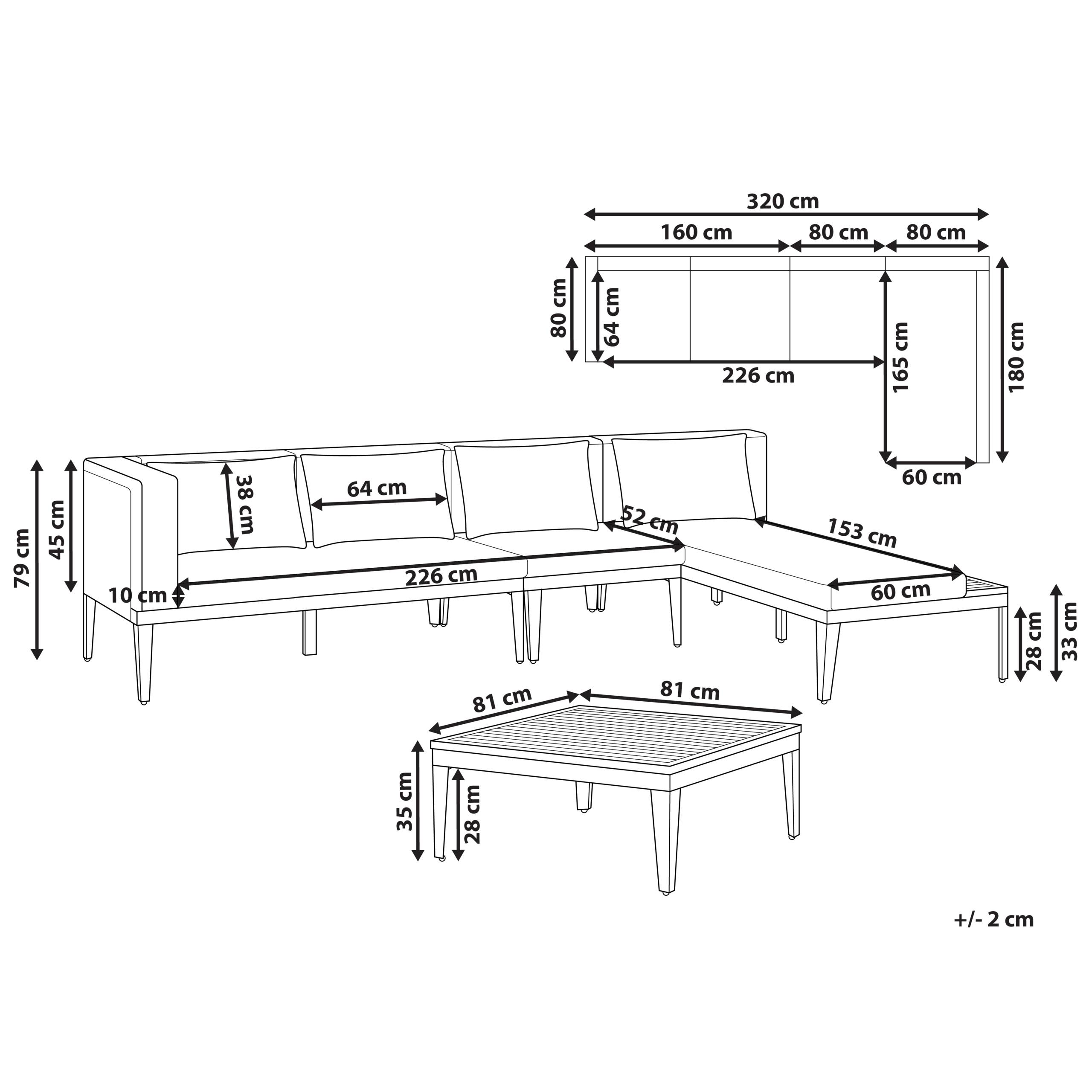 Canapé d'angle en bois avec table basse - Image 2