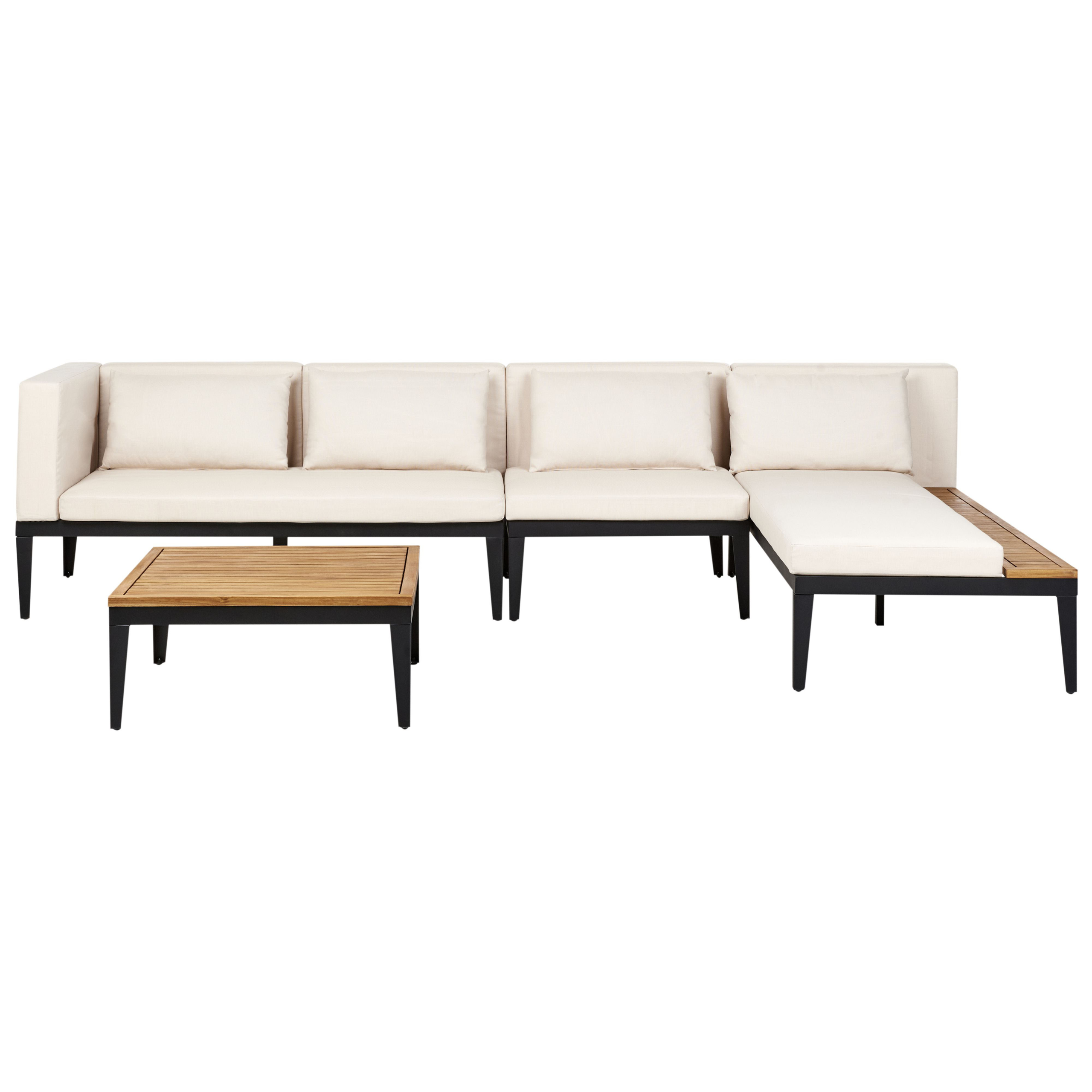 Canapé d'angle en bois avec table basse
