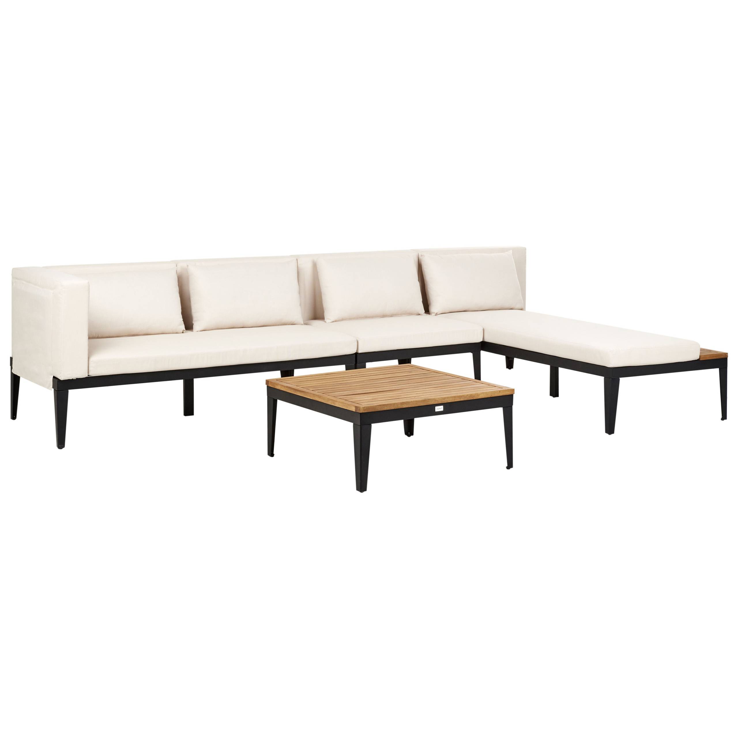 Canapé d'angle en bois avec table basse - Image 3