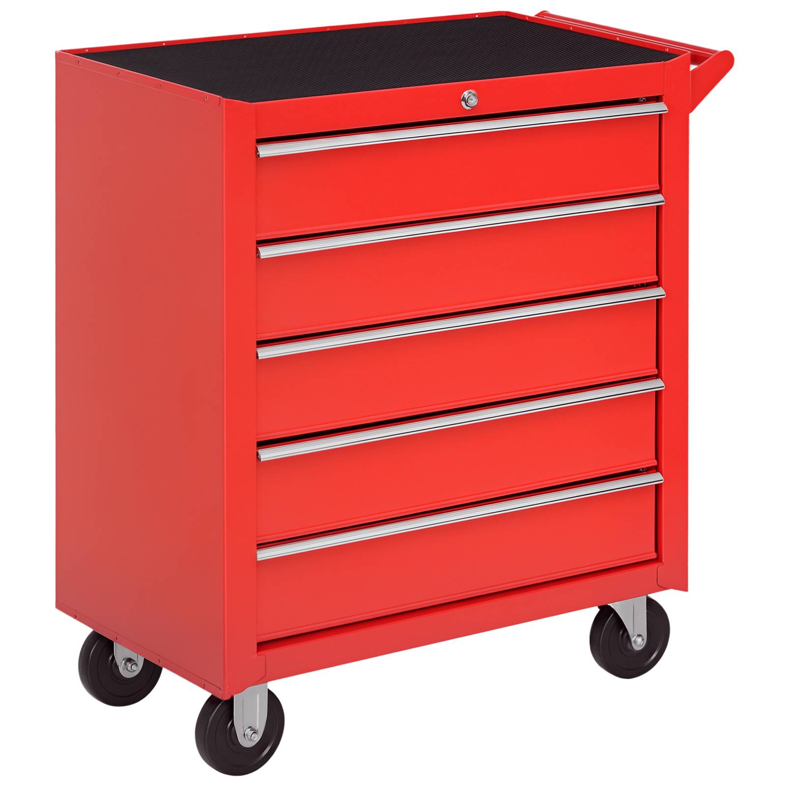 Sans Marque - Armoire roulante, atelier garage, acier, 69L x 33P x 75H cm, rouge
