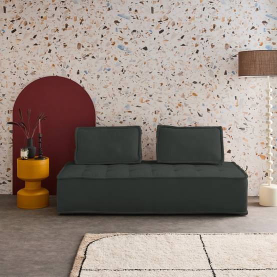 sweeek - Chauffeuse 2 places pour canapé modulable tissu capitonné gris | sweeek - Image 1