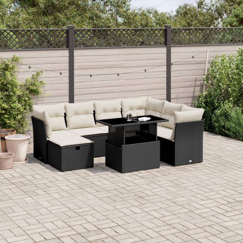 Vidaxl - Salon de jardin 8 pcs avec coussins noir résine tressée vidaXL 3274676 - Image 1