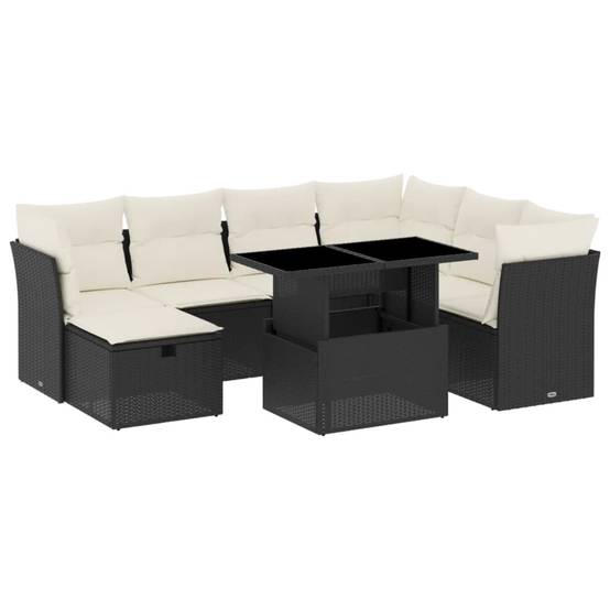 Vidaxl - Salon de jardin 8 pcs avec coussins noir résine tressée vidaXL 3274676 - Image 2