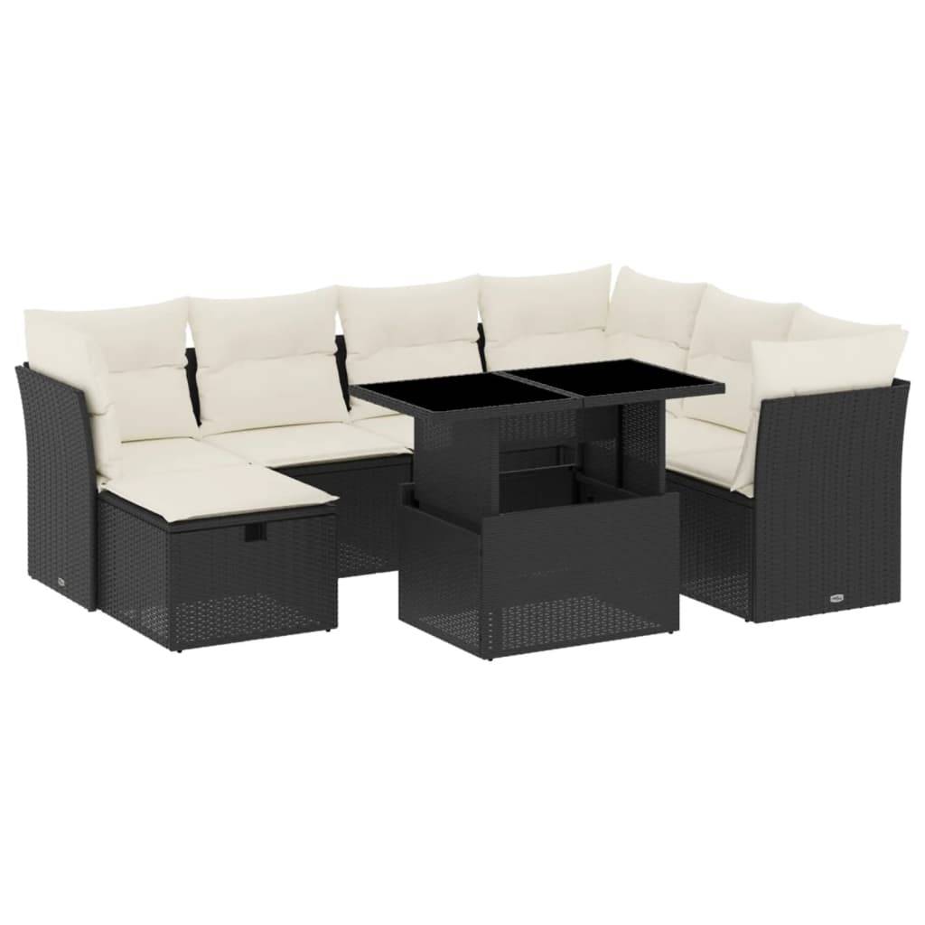 Vidaxl - Salon de jardin 8 pcs avec coussins noir résine tressée vidaXL 3274676 - Image 2