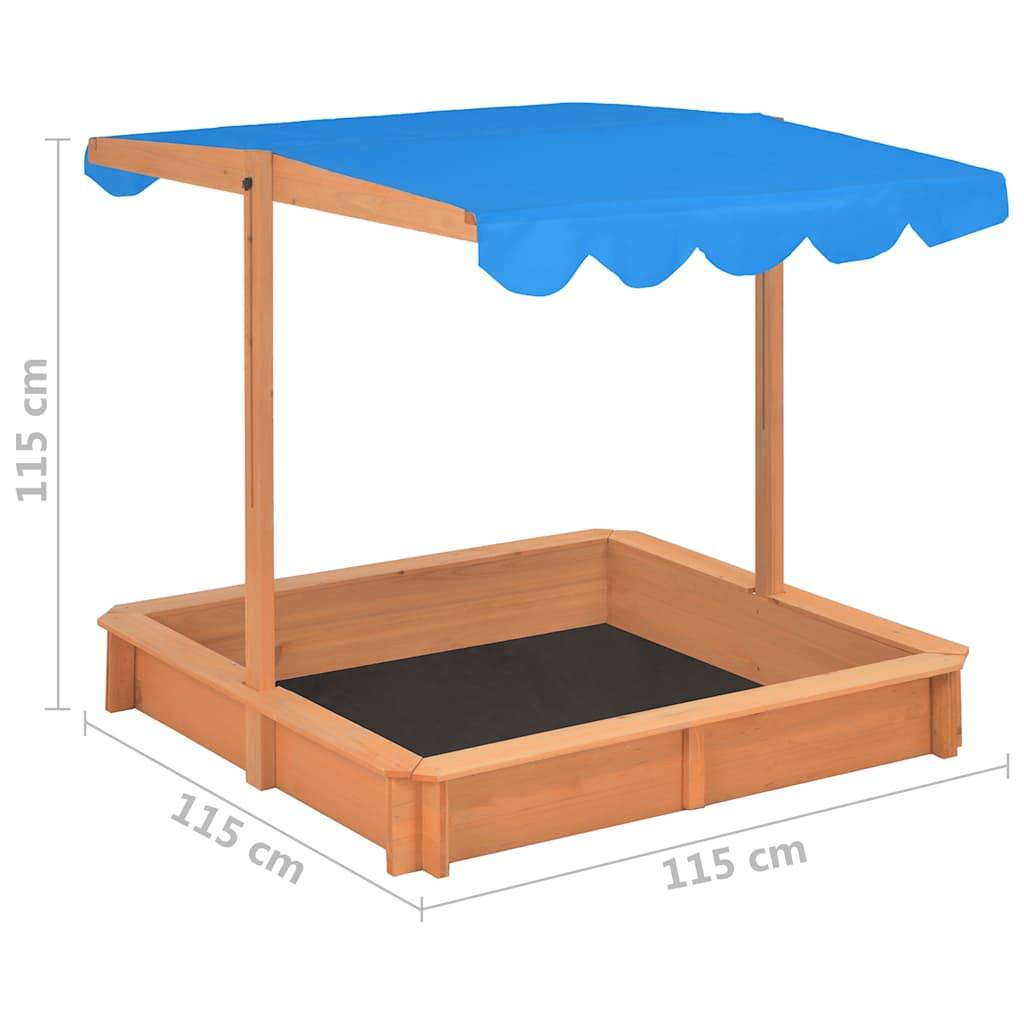 Bac à sable - Maison de jeu pour enfants avec toit réglable Bois de sapin 115x115x115 cm - Image 10
