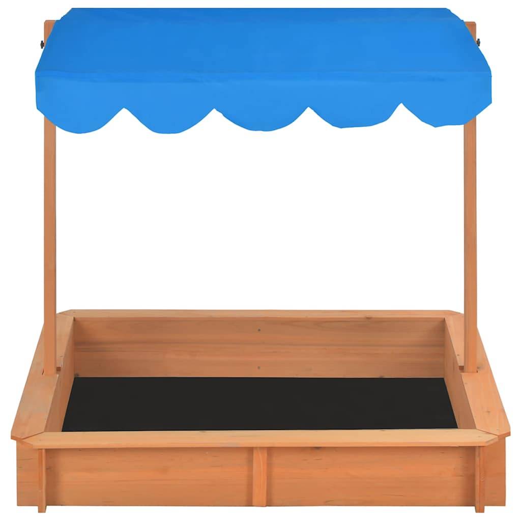 Bac à sable - Maison de jeu pour enfants avec toit réglable Bois de sapin 115x115x115 cm - Image 5