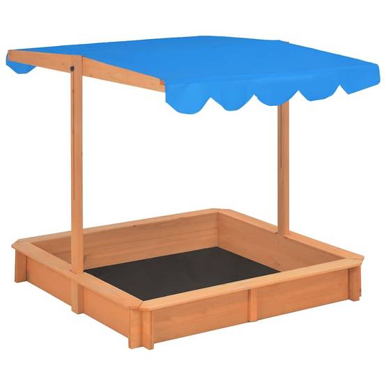Bac à sable - Maison de jeu pour enfants avec toit réglable Bois de sapin 115x115x115 cm - Image 1