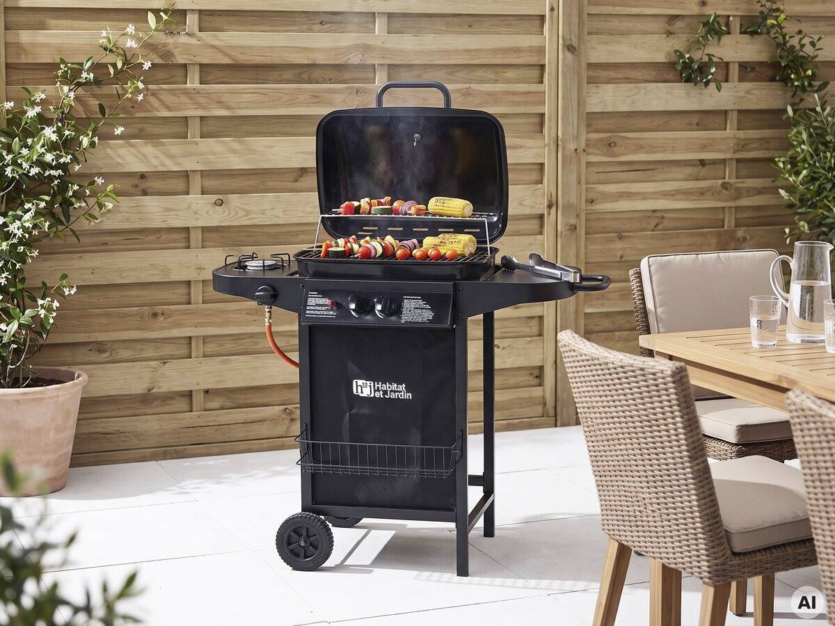Habitat Et Jardin - Barbecue Gaz "party 3" - 3 Brûleurs Dont 1 Latéral - 9.38 Kw - Noir -habitat Et Jardin - Image 2