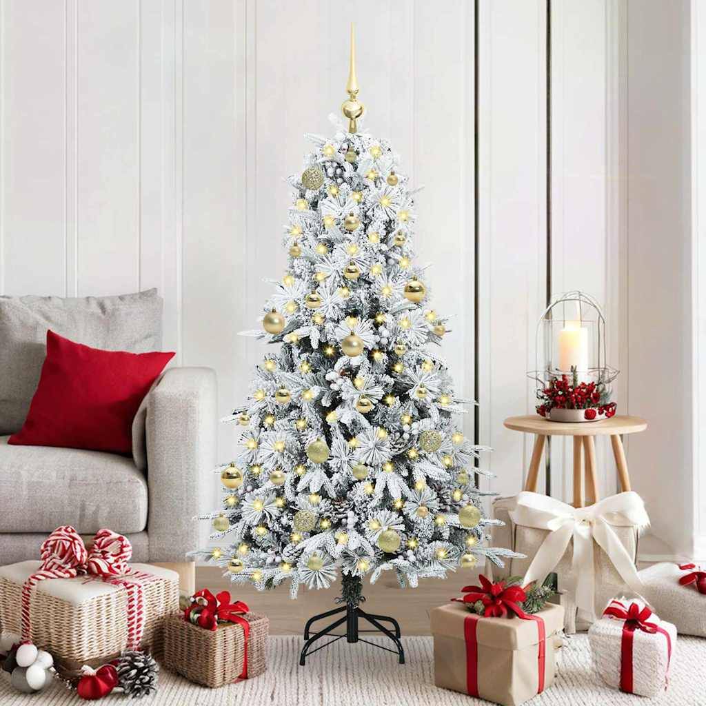 Sapin de Noël | Arbre de Noël Artificiel à Branches Articulées Blanc 150 cm Maison Chic - Image 2