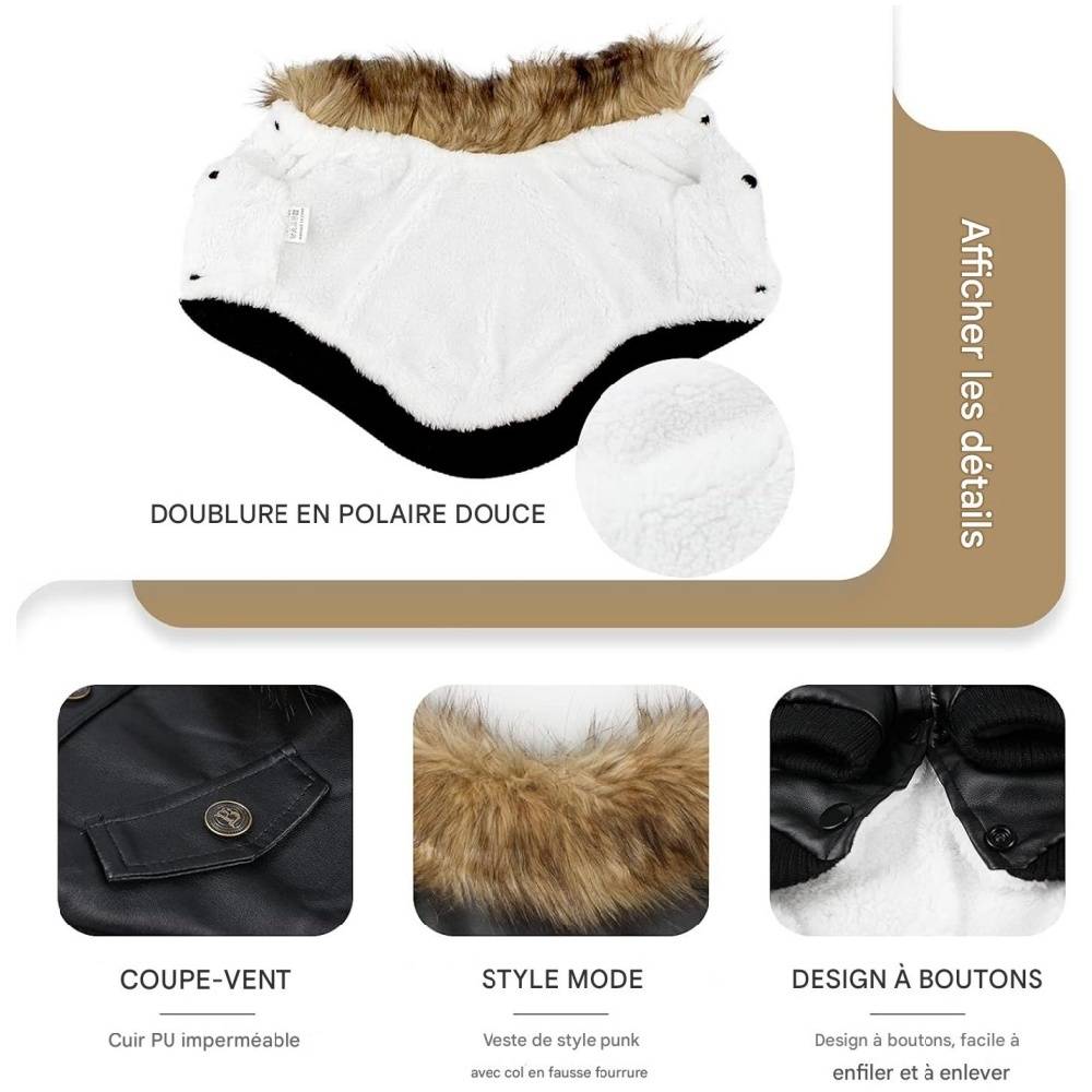 Manteau en cuir pour chiens - XL - Image 3
